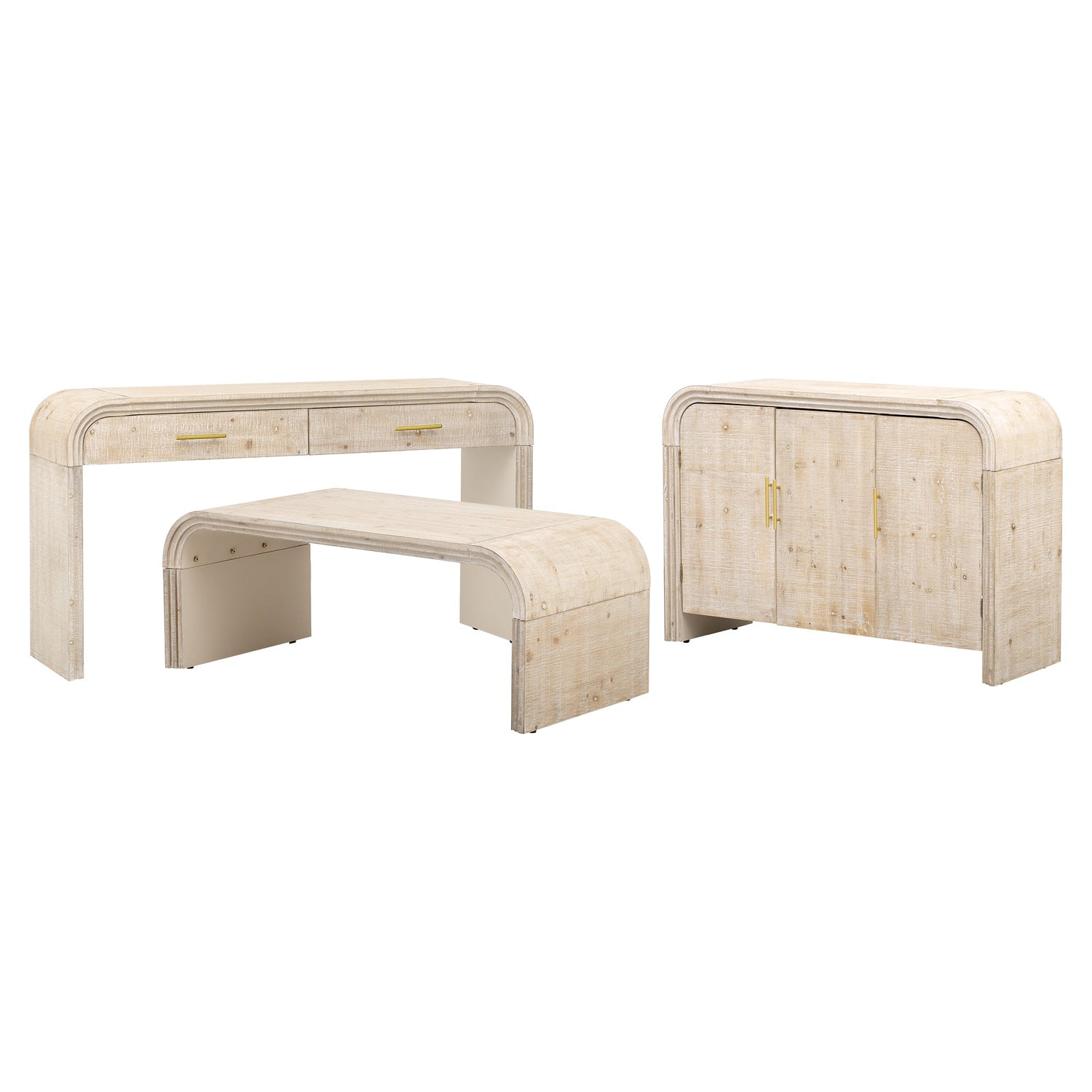 Rustic Curved Waterfall Sideboard