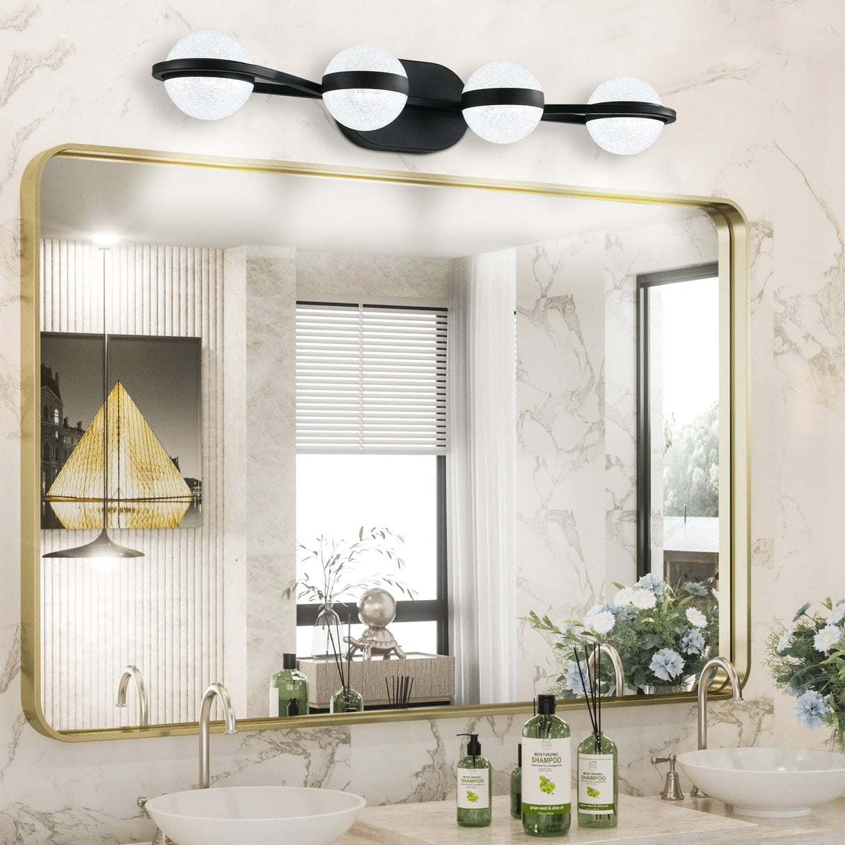 30" Black Minimalist LED Bathroom Vanity Light