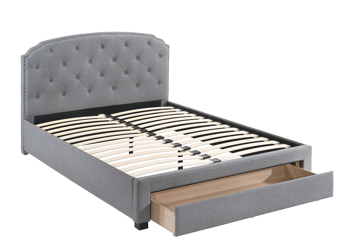 Button Tufted Headboard Storage Bed