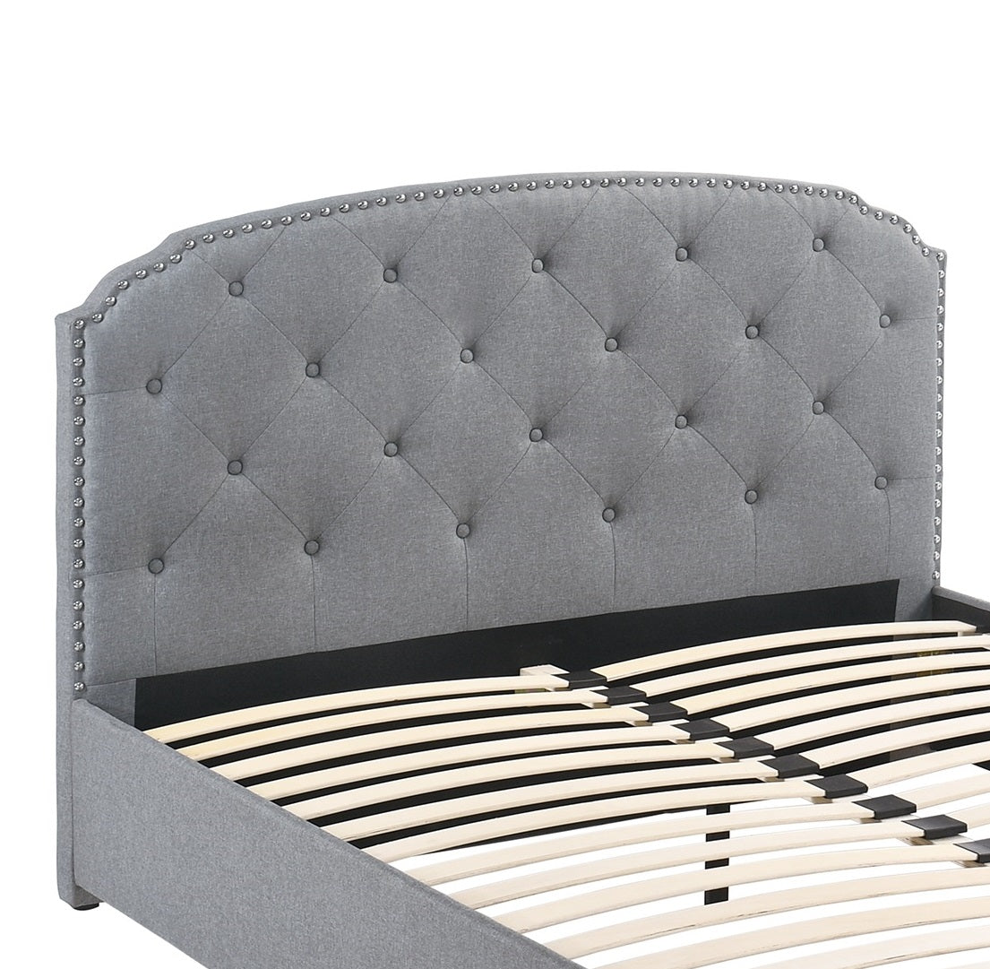 Button Tufted Headboard Storage Bed