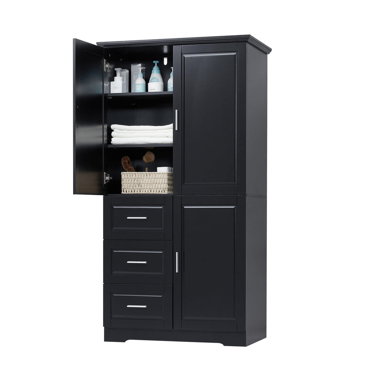 Tall and Wide Storage Cabinet with Doors for Bathroom/Office