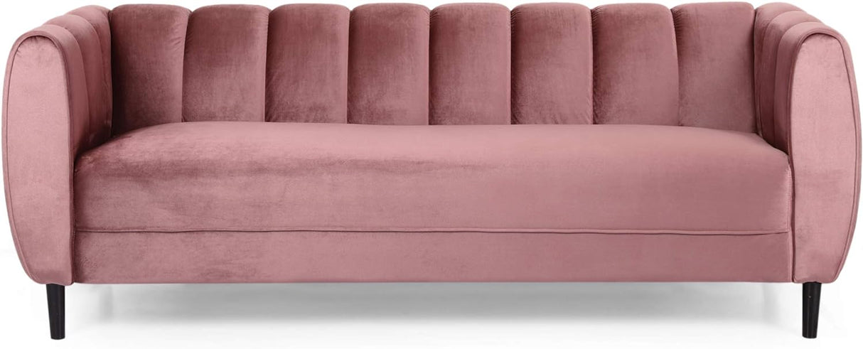 Miranda Velvet 3-Seater Sofa in Blush