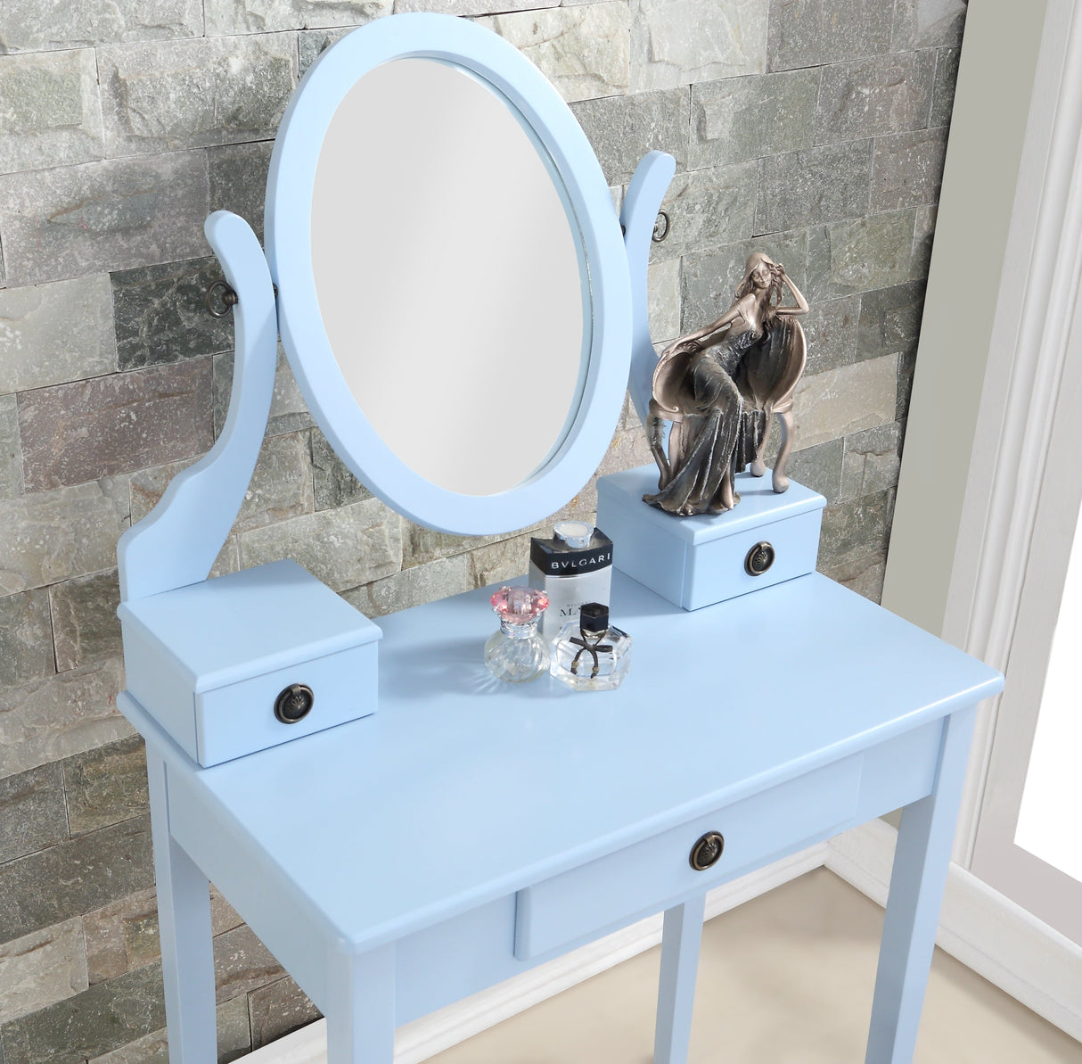 Moniys Wood Moniya Makeup Vanity Table and Stool Set