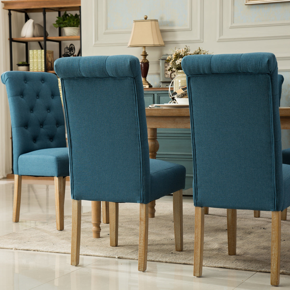 Hazel Solid Wood Button Tufted Upholstered Parsons Dining Chair, Set of 2
