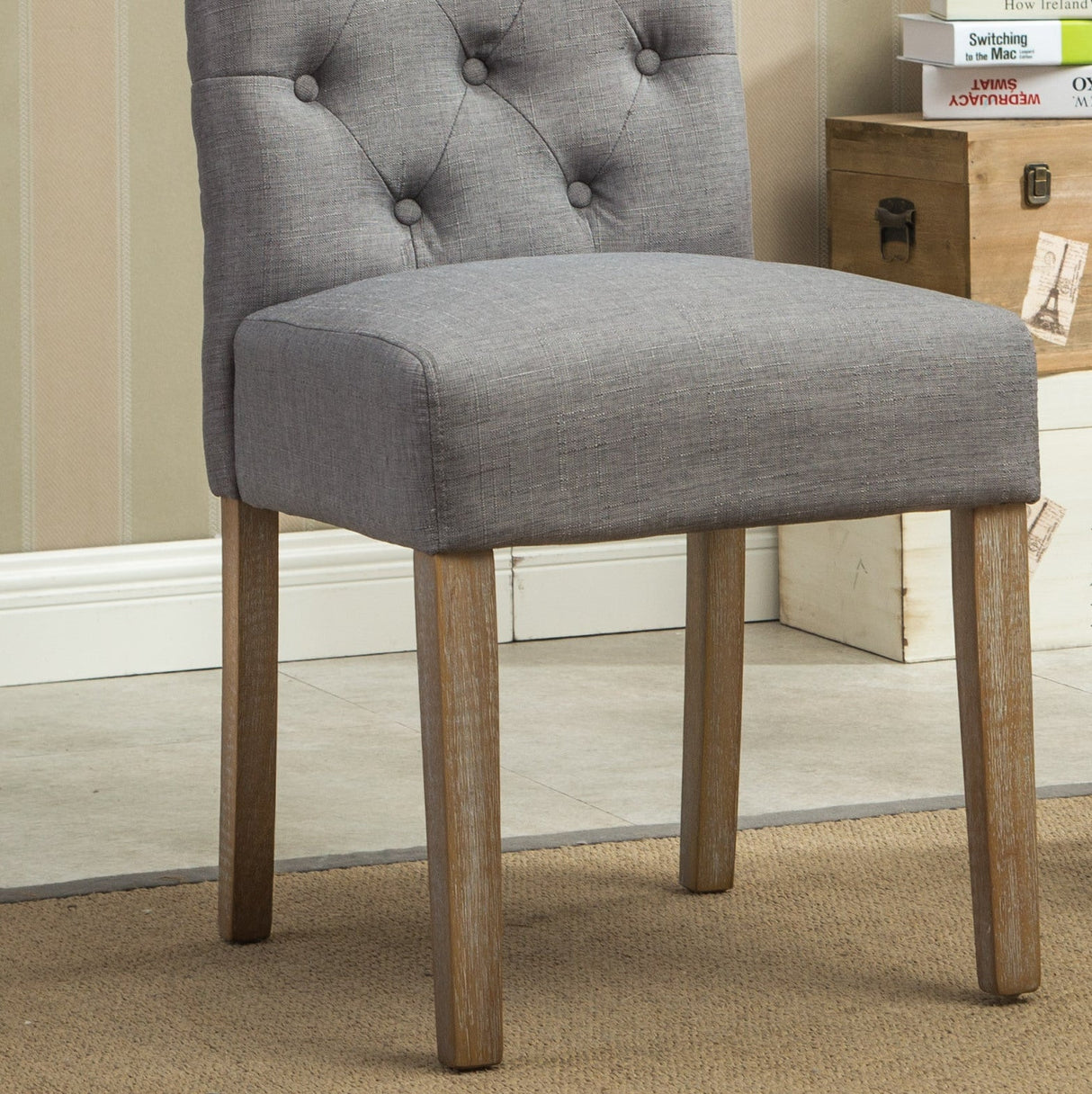Hazel Solid Wood Button Tufted Upholstered Parsons Dining Chair, Set of 2