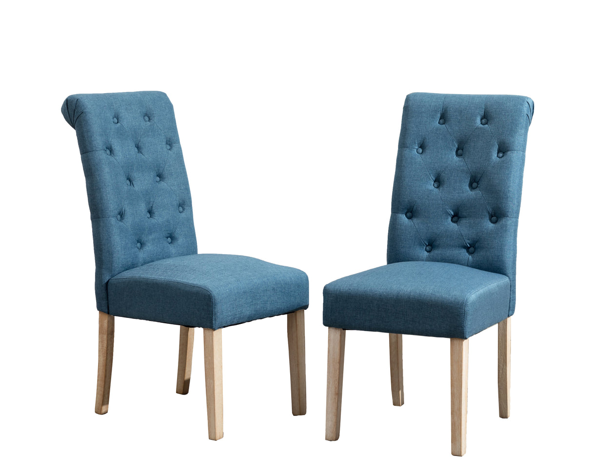 Hazel Solid Wood Button Tufted Upholstered Parsons Dining Chair, Set of 2