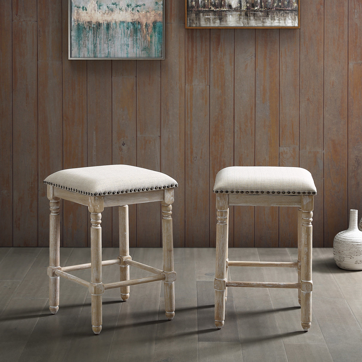 Arnhem Wood Upholstered Counter Stool, Set of 2