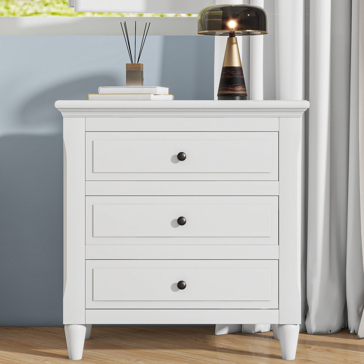 U Style 28" Painted Nightstand with 3 Drawers