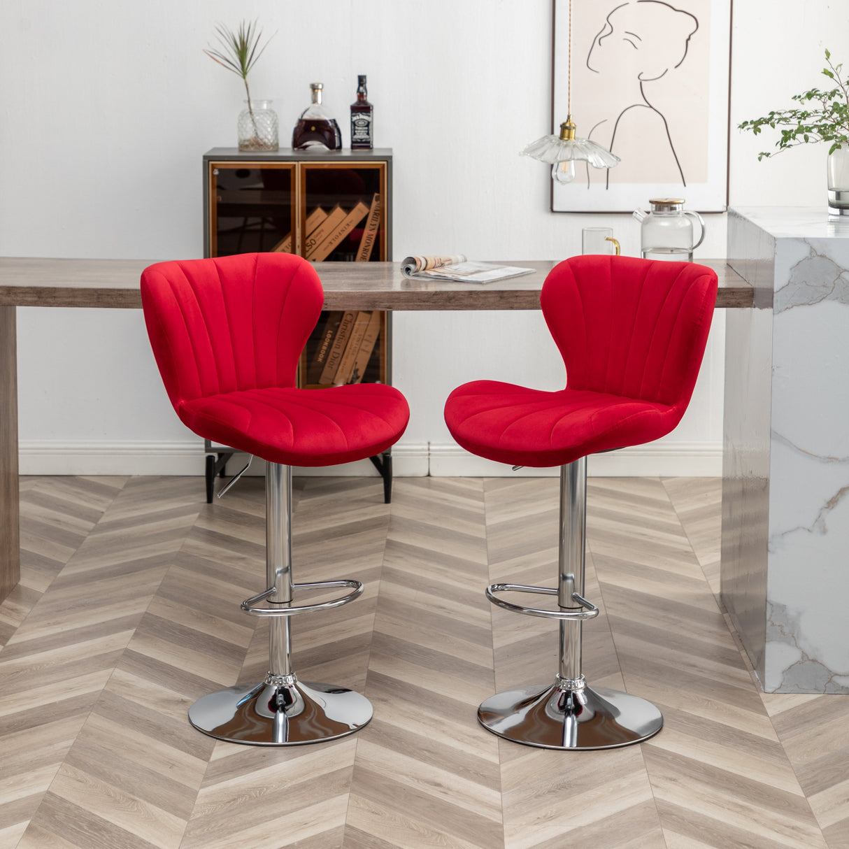 Ellston Upholstered Adjustable Swivel Barstools