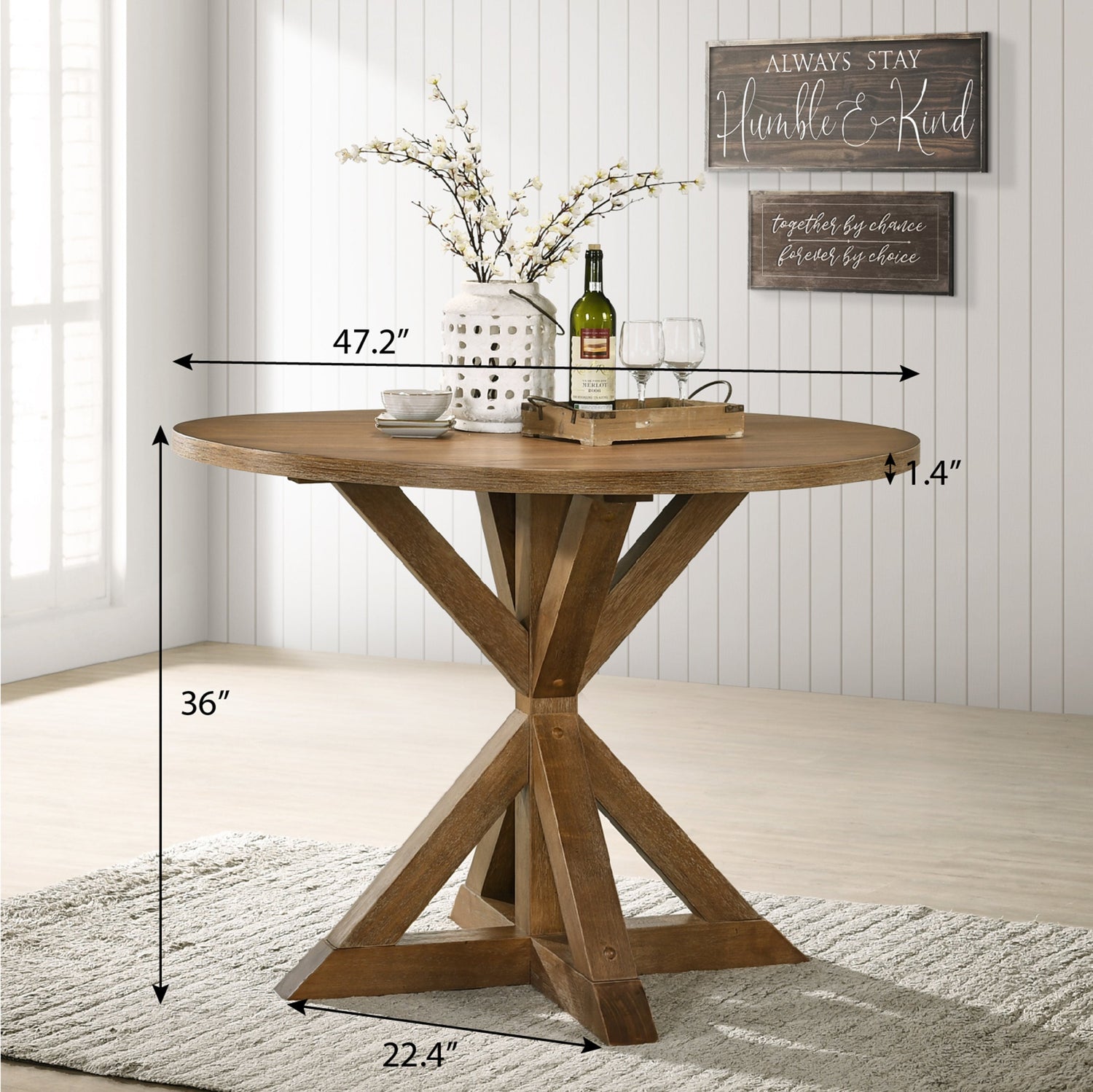 Firlo 36" Counter Height Dining Table with Cross-Buck Pedestal Base