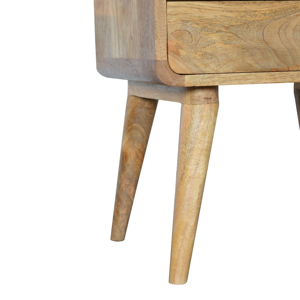 Solid Wood Curved Bedside, 2 Drawers, Oak-ish