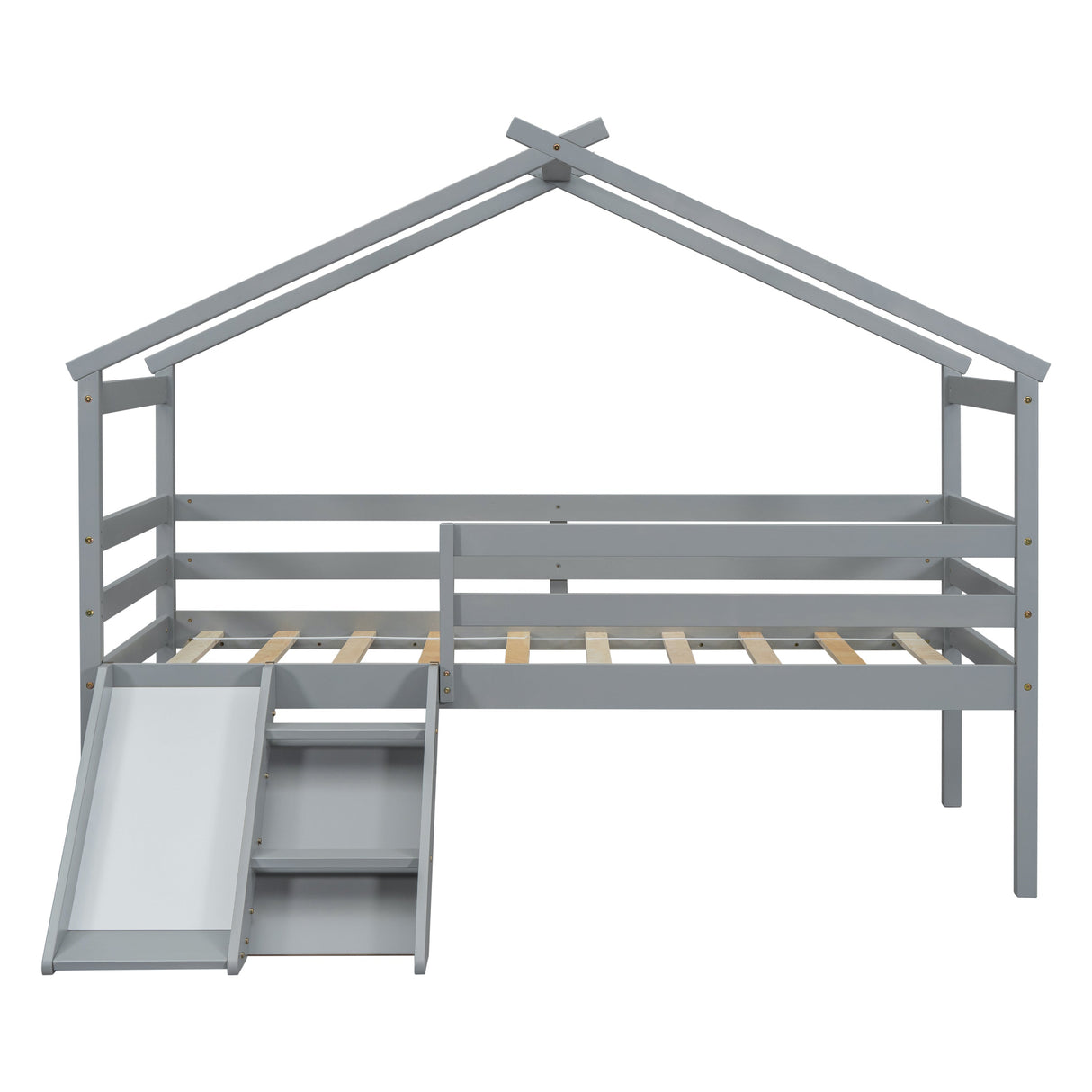Twin Low Loft House Bed with Slide