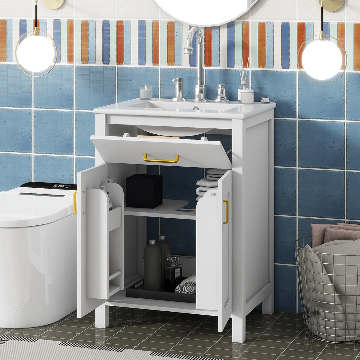 24" Bathroom Vanity Combo with Ceramic Sink