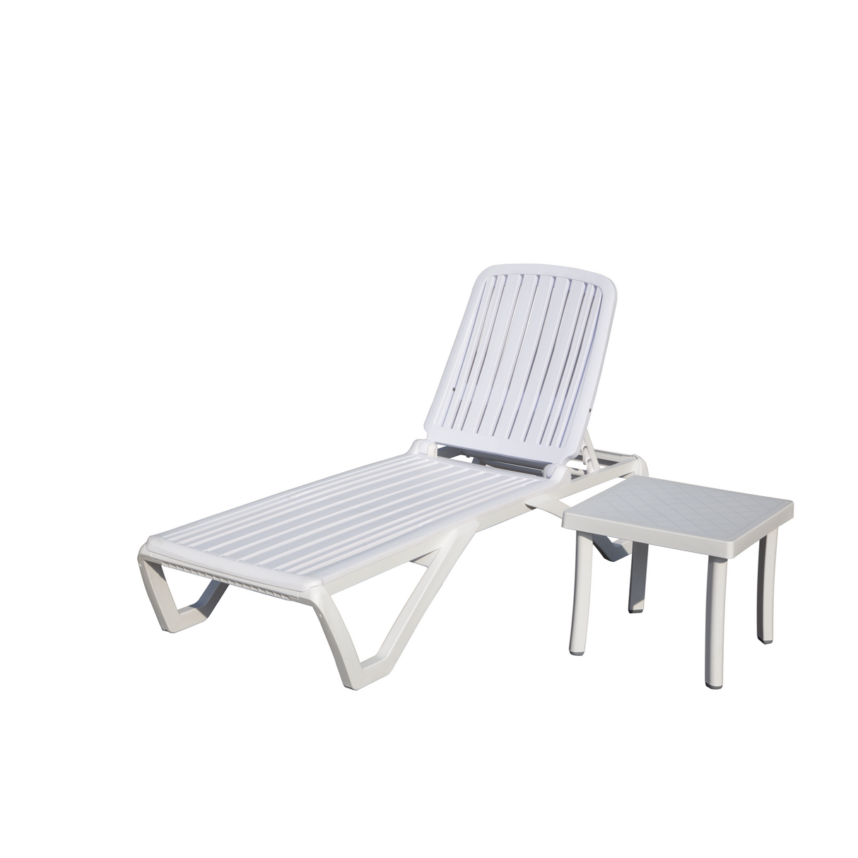 Outdoor Chaise Lounge With Adjustable Recliner And Table