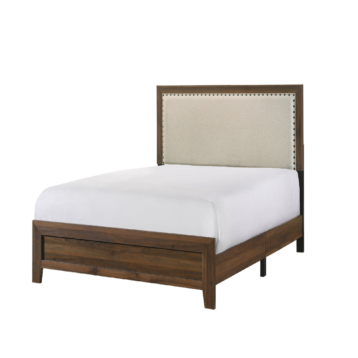 Wood-Bed-with-Tufted-Upholstered-Headboard-Beds-&-Headboards