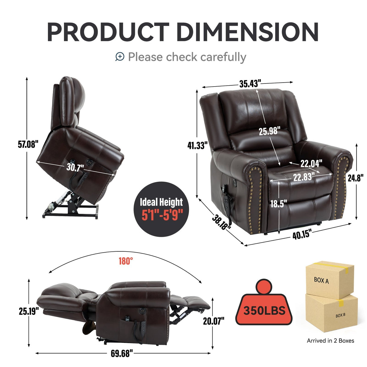 Power Lift Recliner Chair with Heat and Massage - Faux Leather