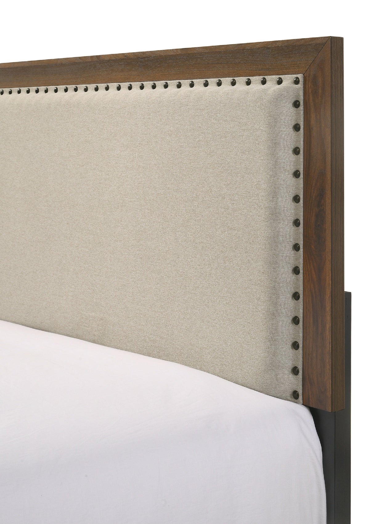 Wood Bed with Tufted Upholstered Headboard
