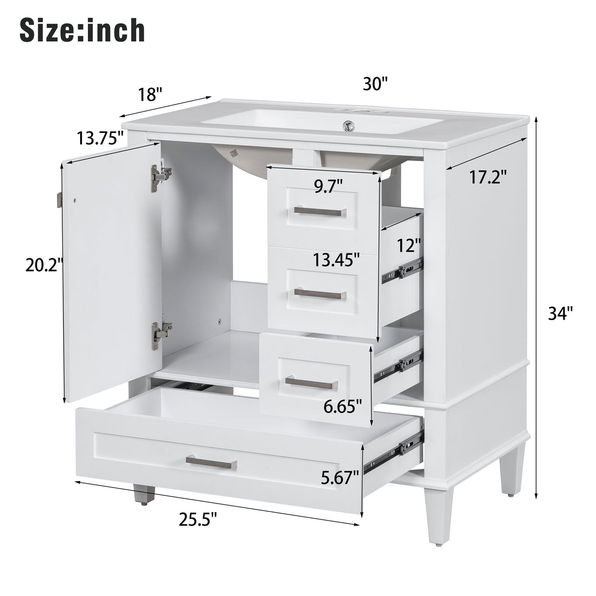 30" Modern Bathroom Vanity with Sink Combo Set
