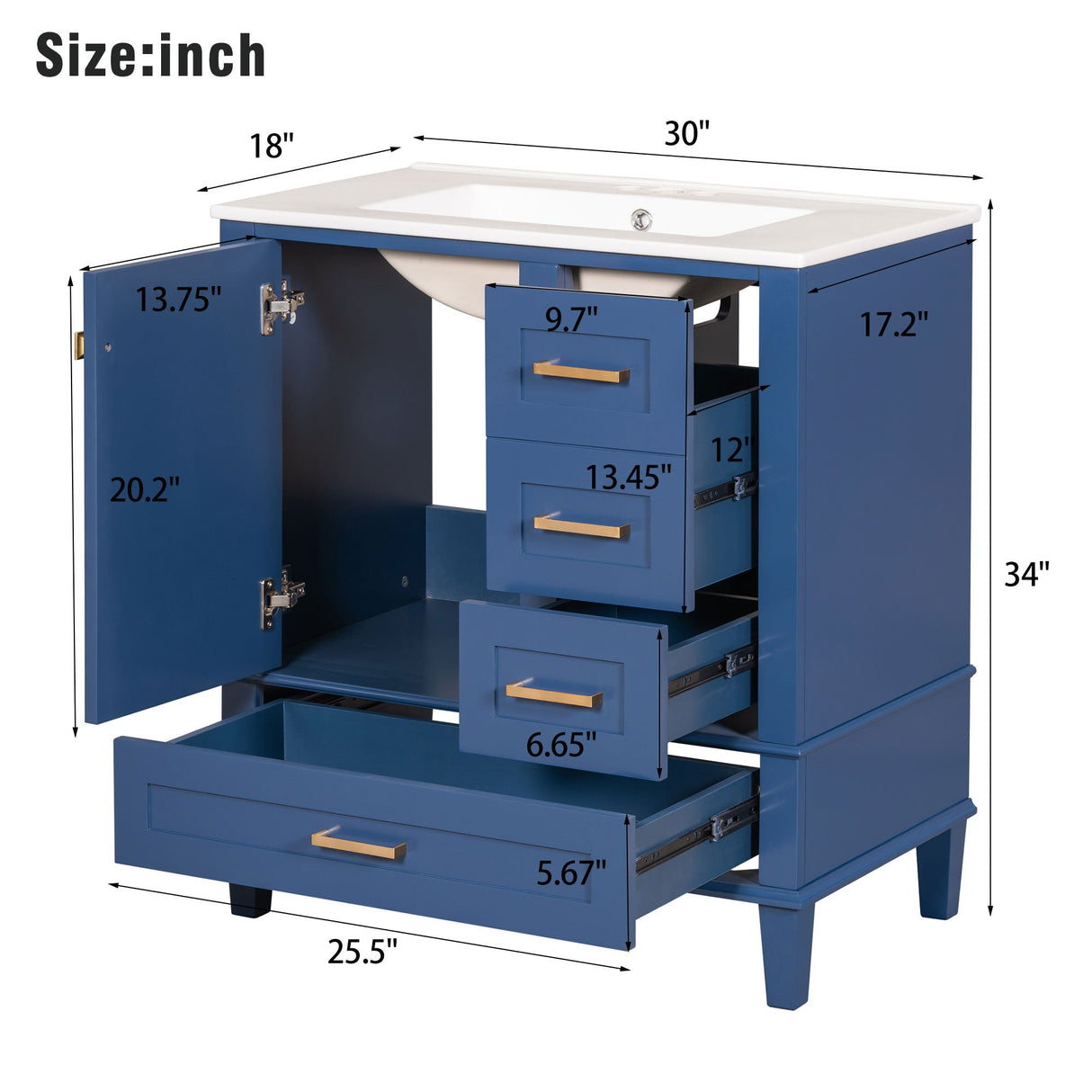 30" Bathroom Vanity with Sink Combo Set