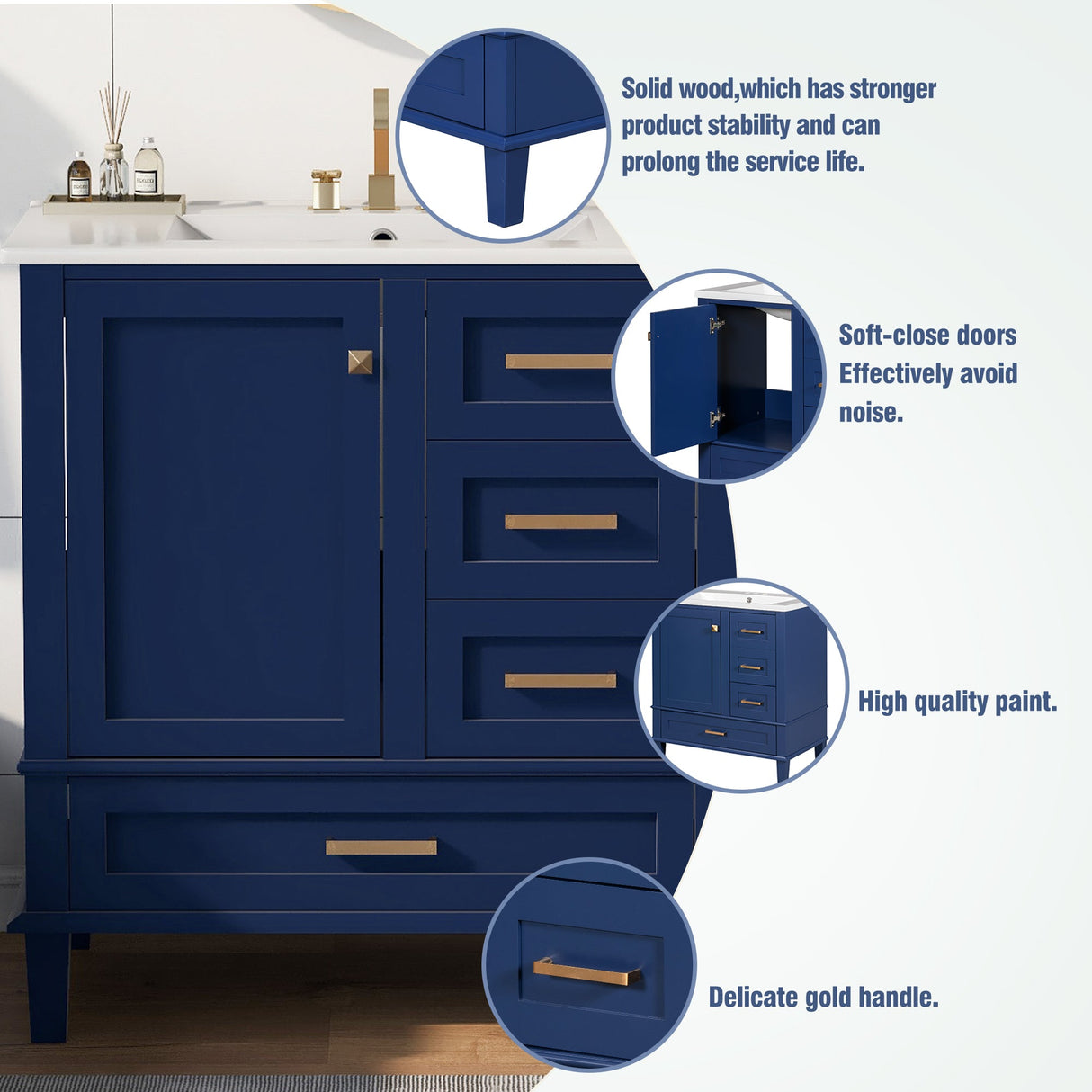 30" Bathroom Vanity with Sink Combo Set