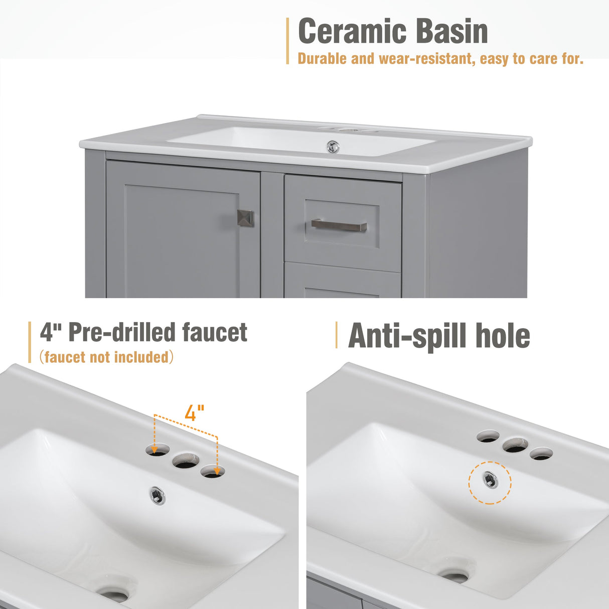 30" Bathroom Vanity with Sink Combo Set