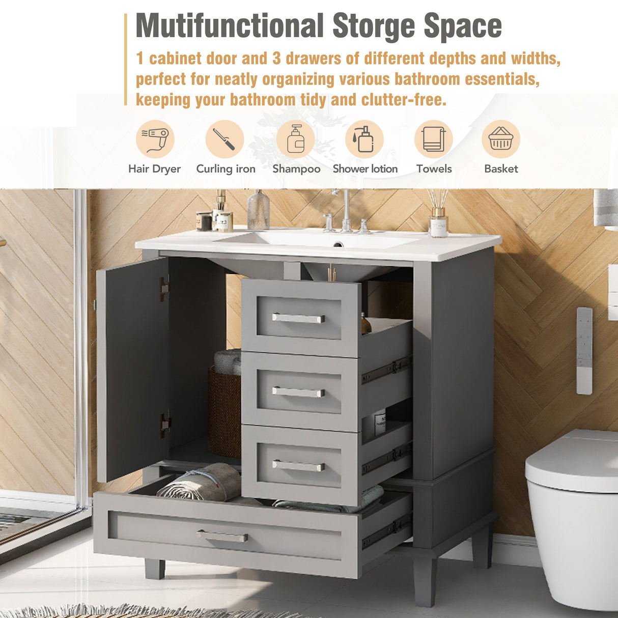 30" Bathroom Vanity with Sink Combo Set