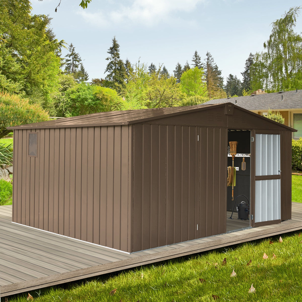 Backyard Storage Shed 11' x 12.5' with Galvanized Steel Frame & Windows