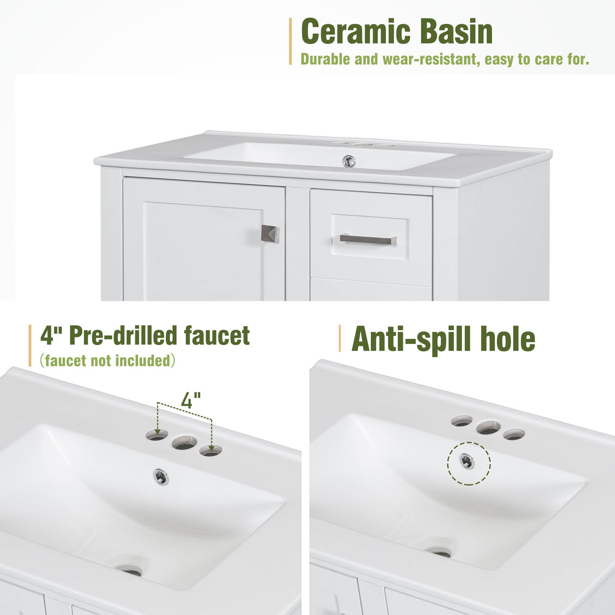 30" Modern Bathroom Vanity with Sink Combo Set
