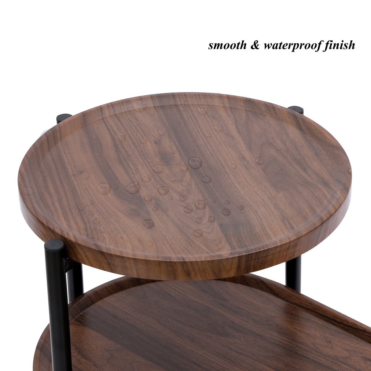 Small Coffee Tables 2-Tier Modern Sofa Side Table with Wood Storage Shelf