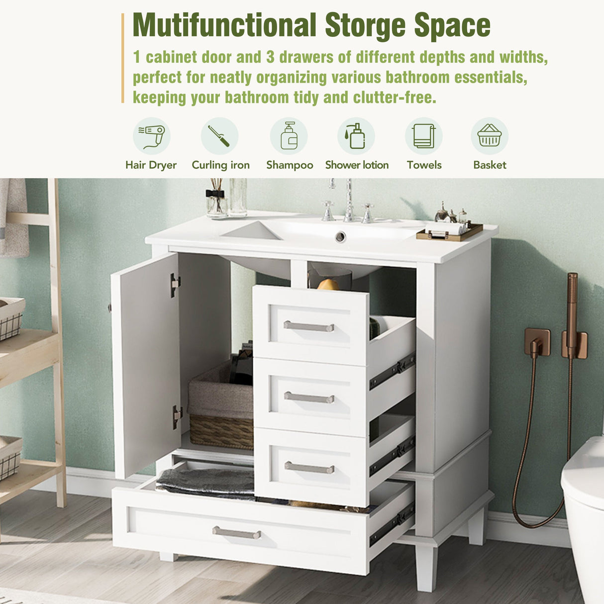 30" Modern Bathroom Vanity with Sink Combo Set