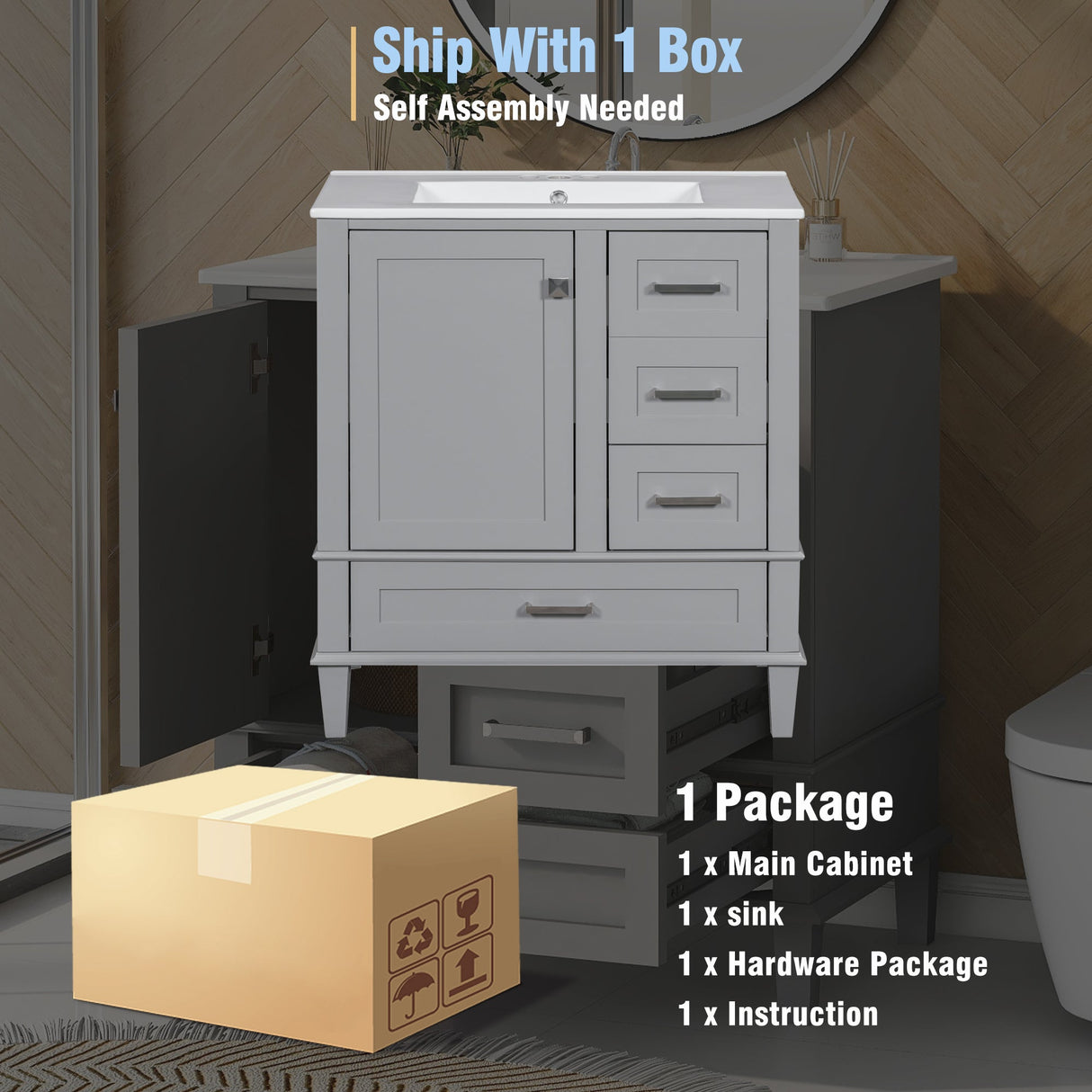 30" Bathroom Vanity with Sink Combo Set