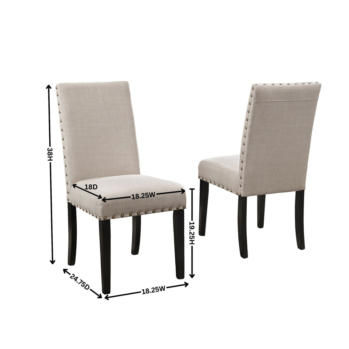 Eleanor Upholstered Dining Chairs with Nailhead Trim, Set of 2