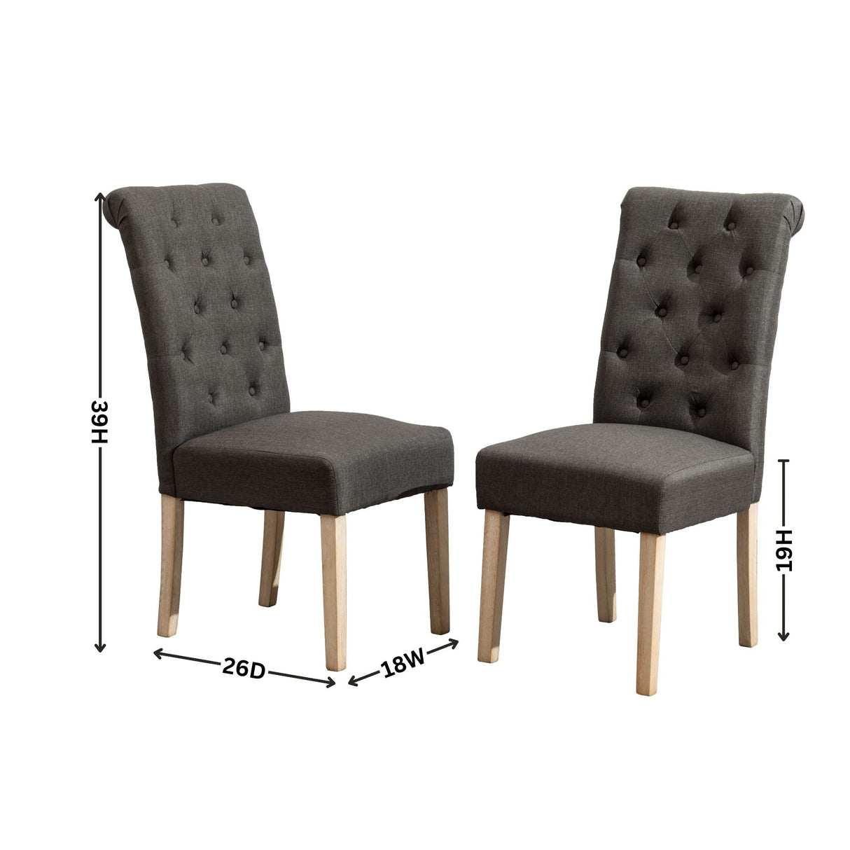 Hazel Solid Wood Button Tufted Upholstered Parsons Dining Chair, Set of 2