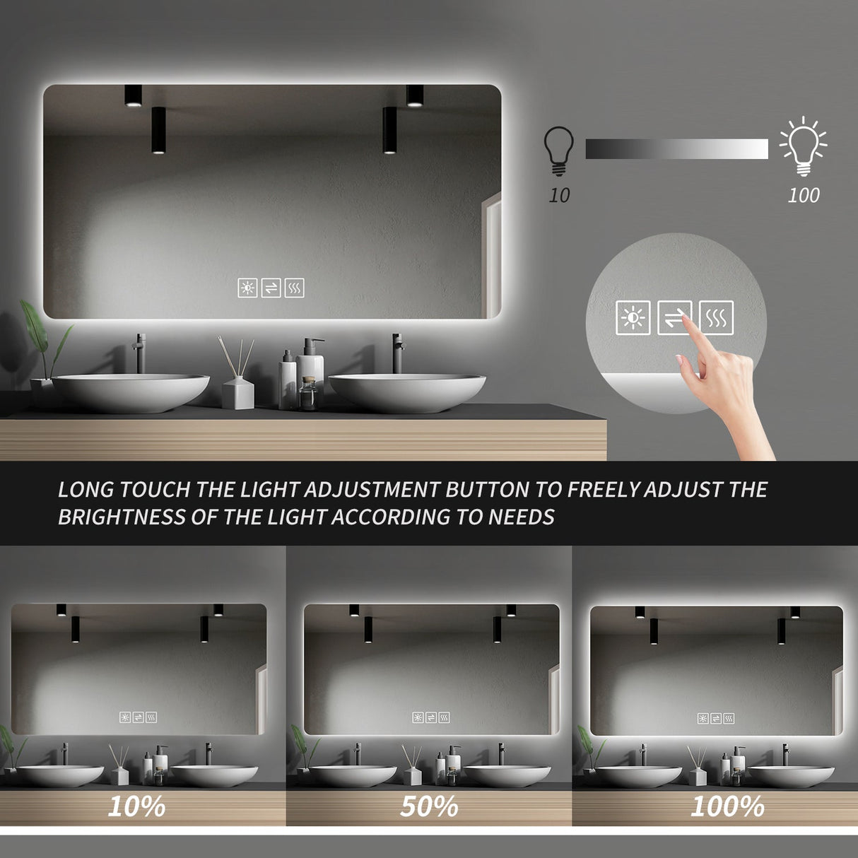 LED Backlit Bathroom Mirror with Anti-Fog Functionality