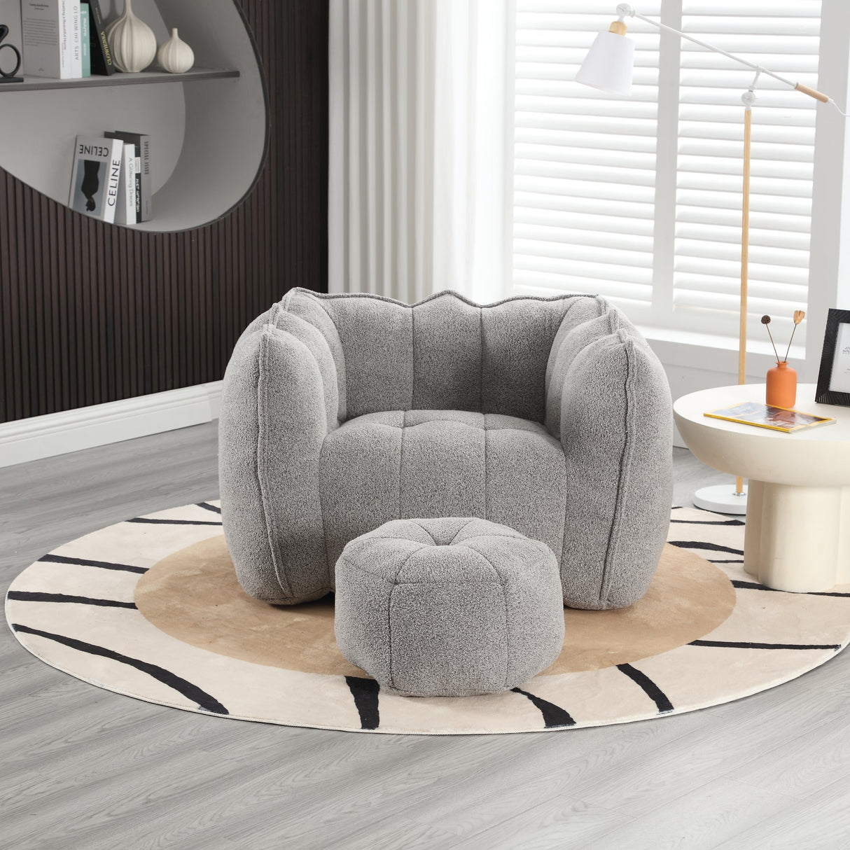 Soft Bean Bag Chair with Footstool