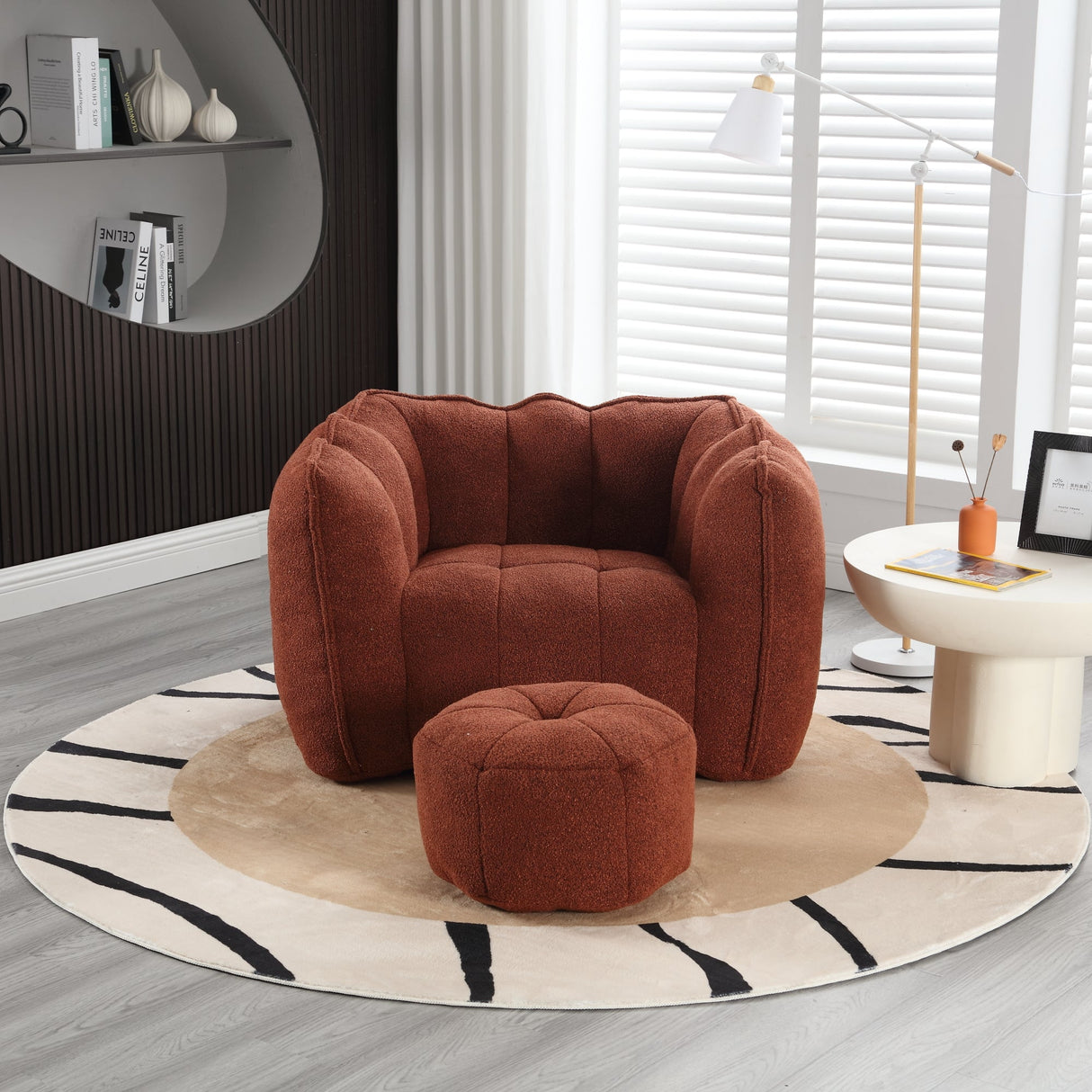 Soft Bean Bag Chair with Footstool