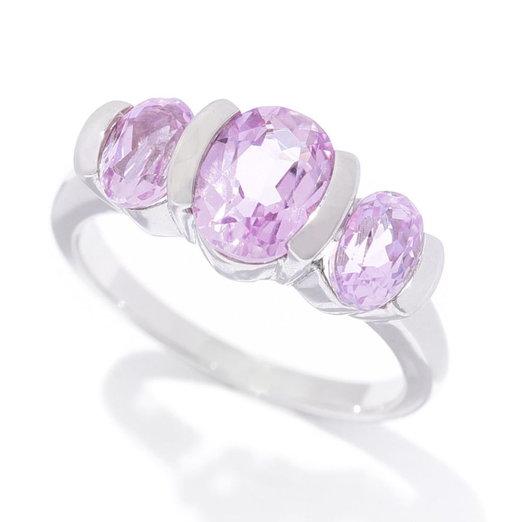 18K Rose Gold or Platinum Plated 2.98ctw Kunzite 3-Stone Ring