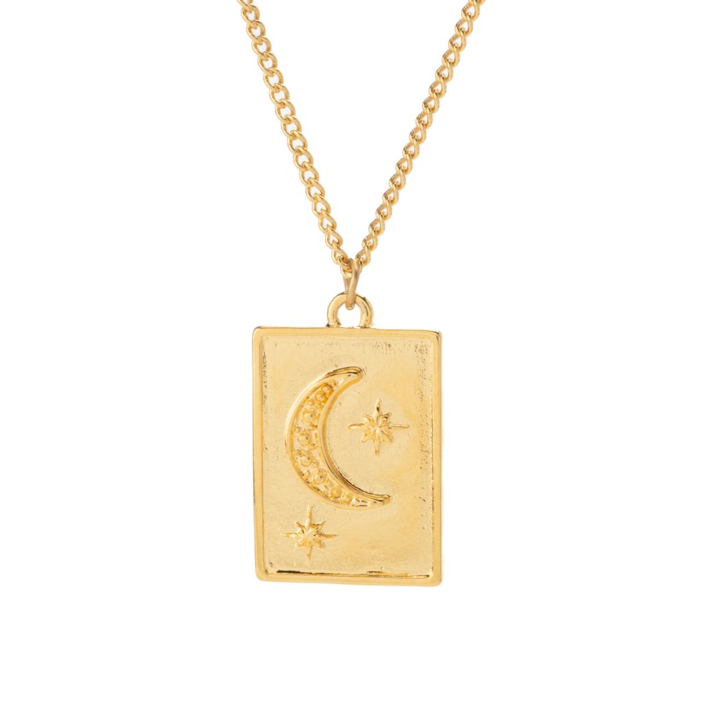 MAYAMAR 24K Gold Plated Polished Moon & Stars 18"+3.5" Necklace