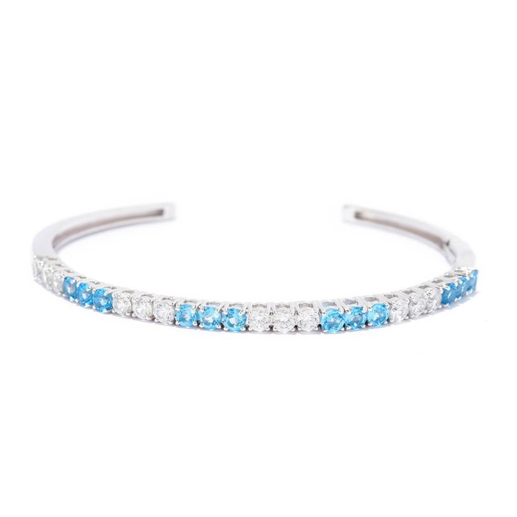 Gem Treasures Choice of Gem & White Zircon Cuff Bangle Bracelet