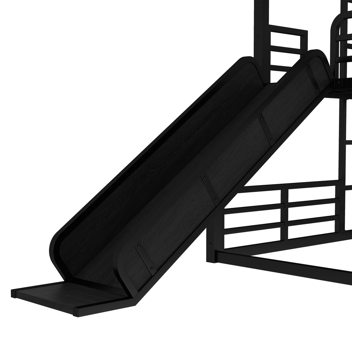 Twin Over Twin Over Full Bunk Bed with Slide