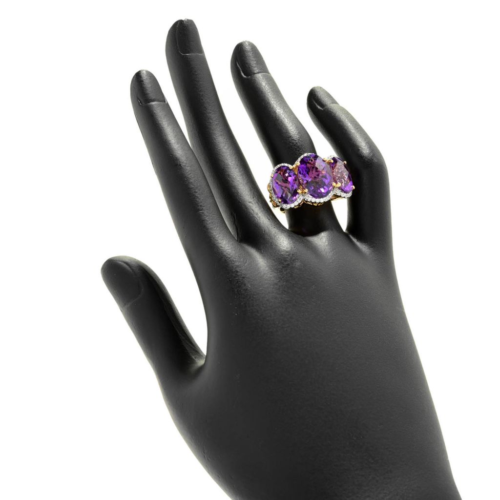 Gem Treasures 12.30ctw African Amethyst & White Zircon Cocktail Ring