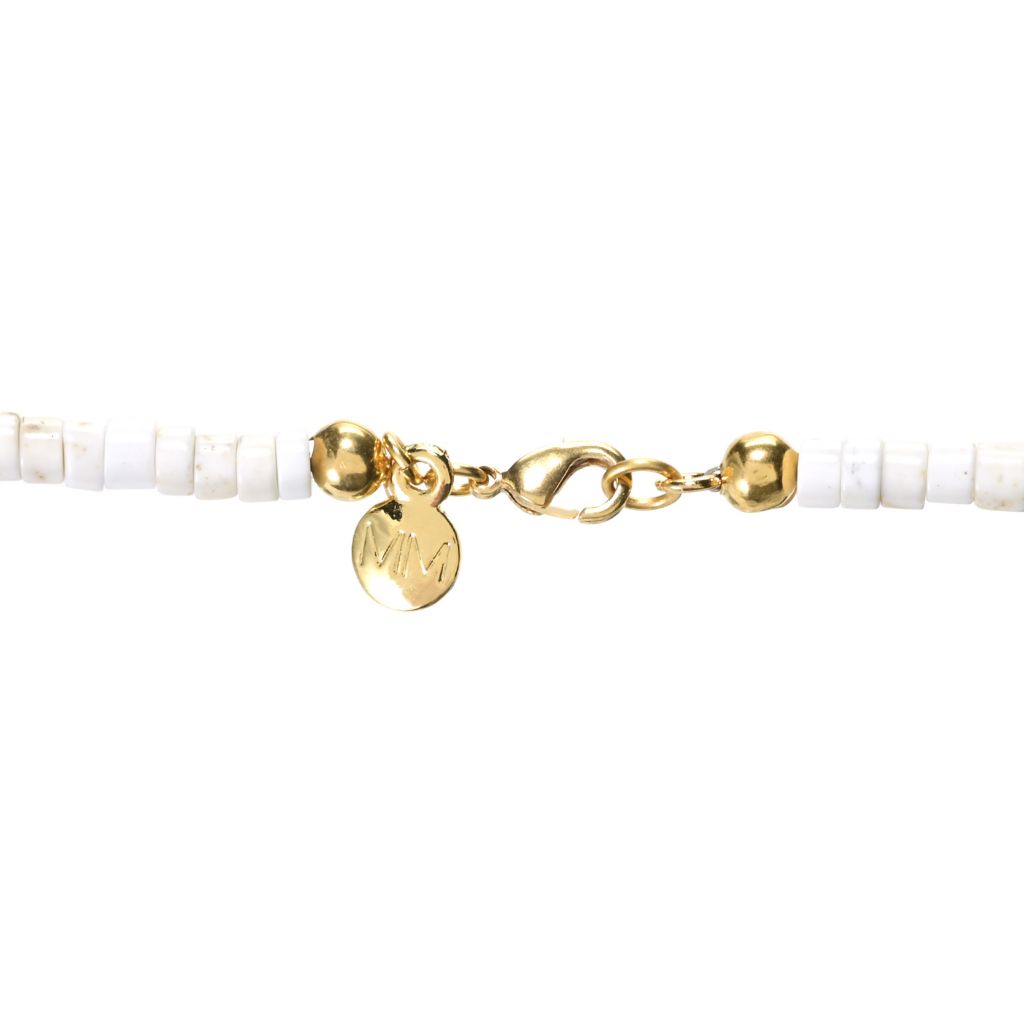 MAYAMAR 24K Gold Plated Howlite Beaded Crescent Horn 21" Necklace