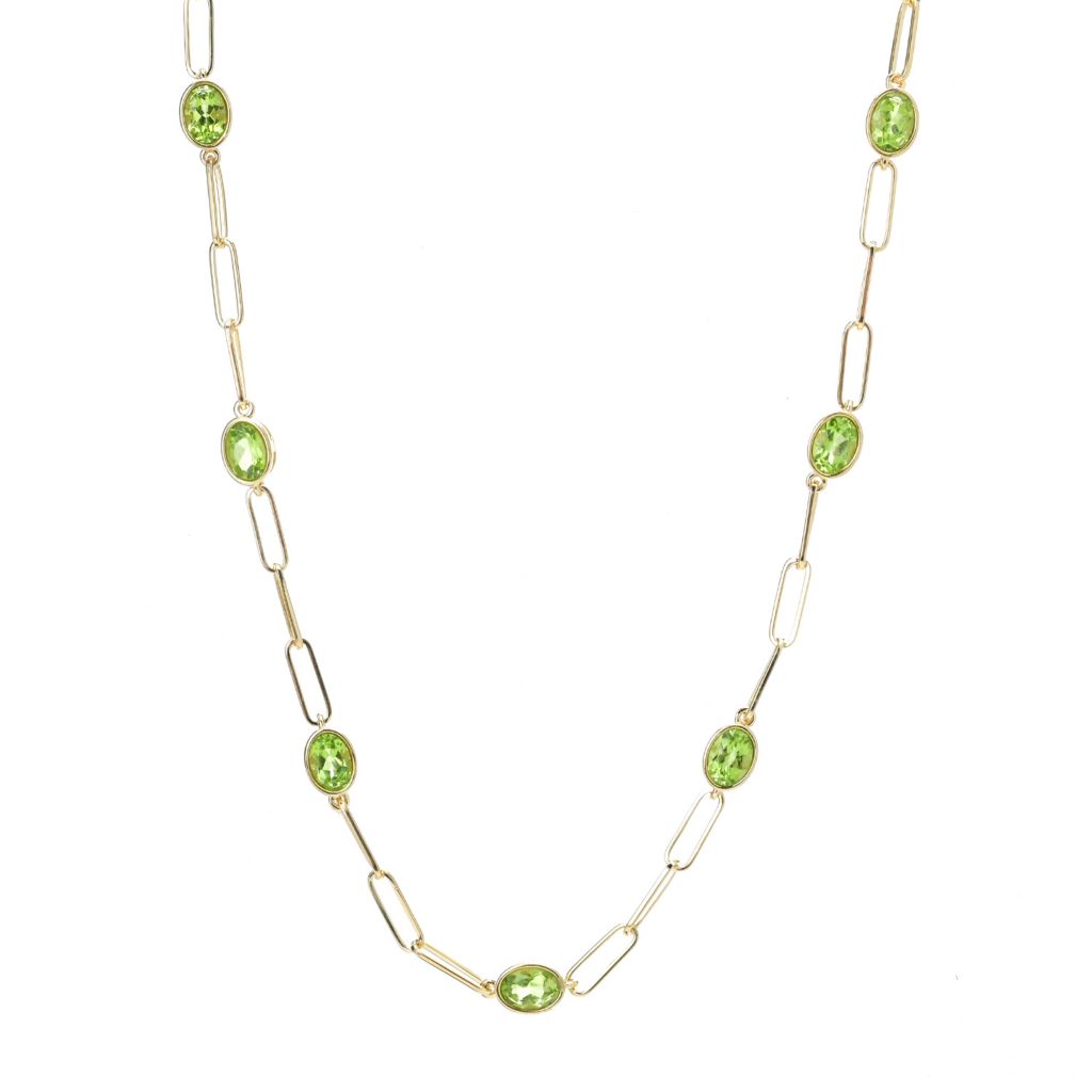 18K Gold Plated Choice of Length Arizona Peridot Paperclip Link Necklace