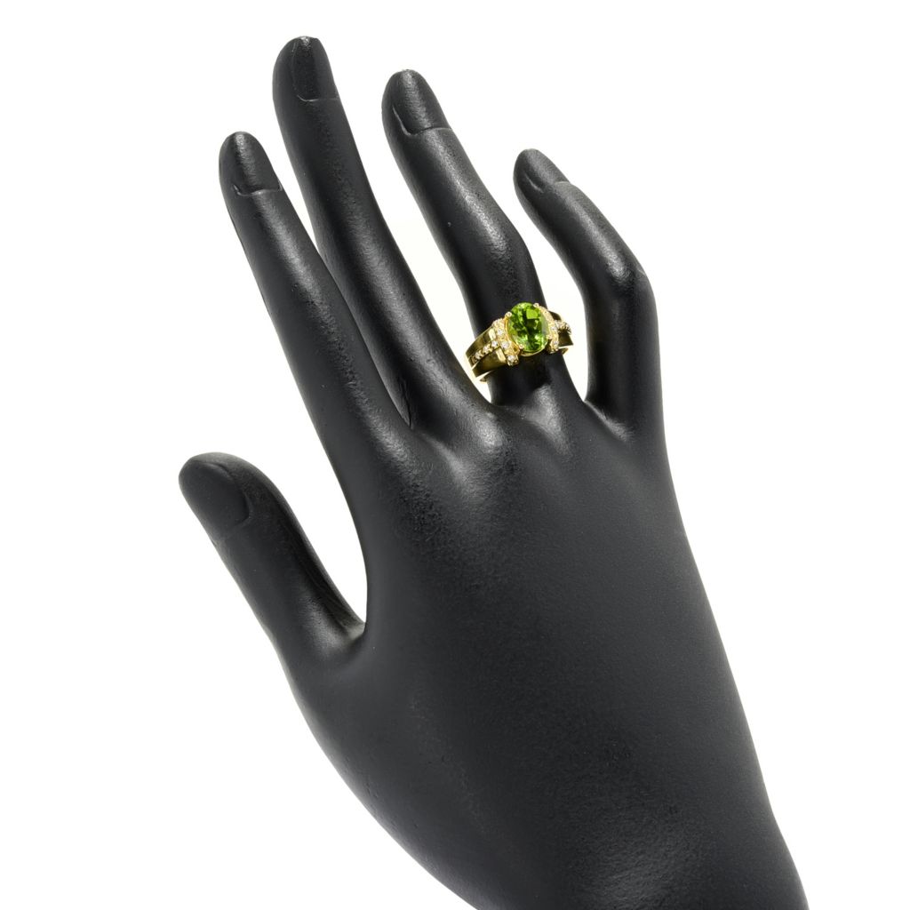 18K Gold Plated 1.94ctw Arizona Peridot & White Zircon Ring