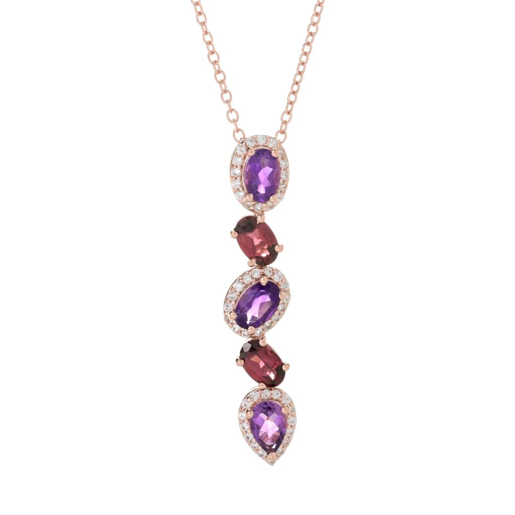 Gem Treasures Choice of Ombre Gem & White Zircon Linear Pendant