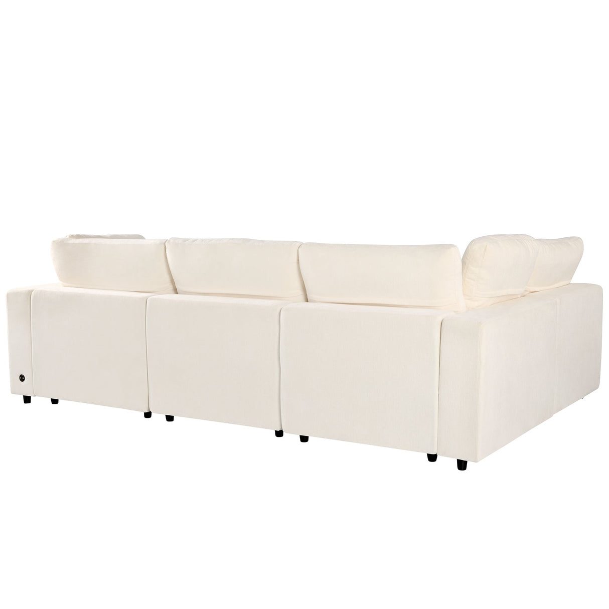 U-style Upholstered Modular Sofa With Storage Space and USB Charge Ports
