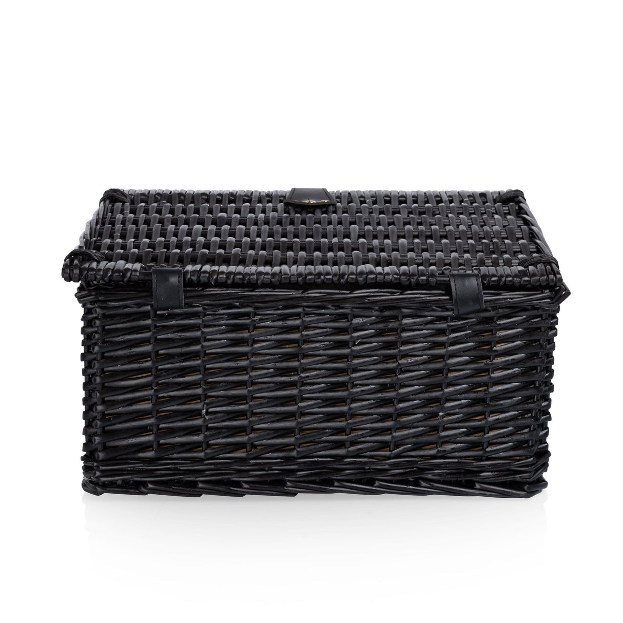 Picnic Basket Set for 2, Black Willow with Beige Accents