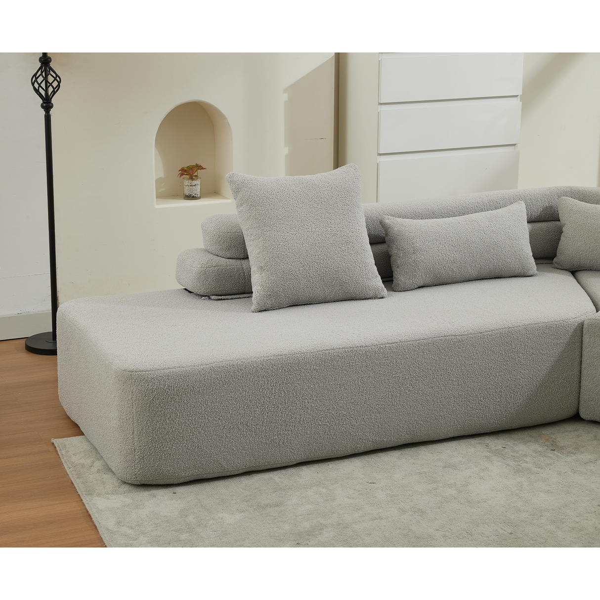Minimalist Cloud Sectional Couch - 4-Seater in Light Gray