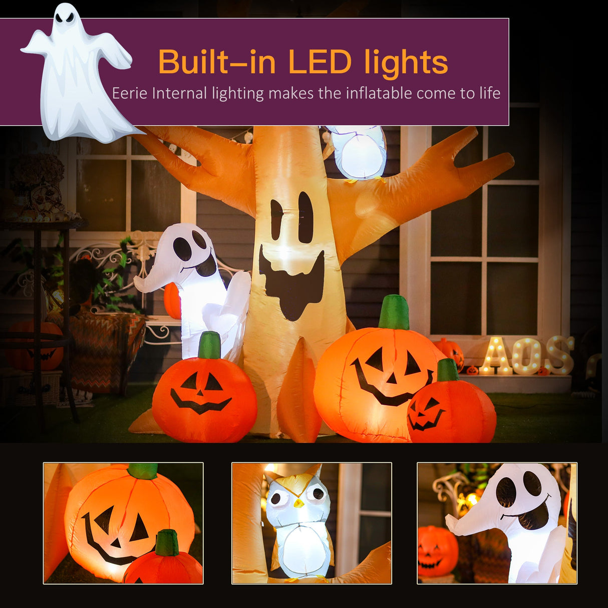HOMCOM 7.5' Tall Lighted Halloween Inflatable Yard Decoration