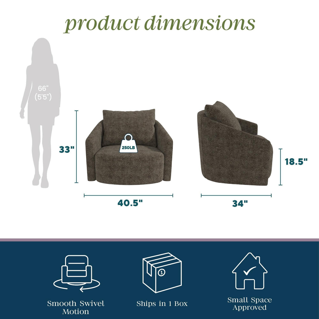 Swivel Accent Chair - Brown Gray